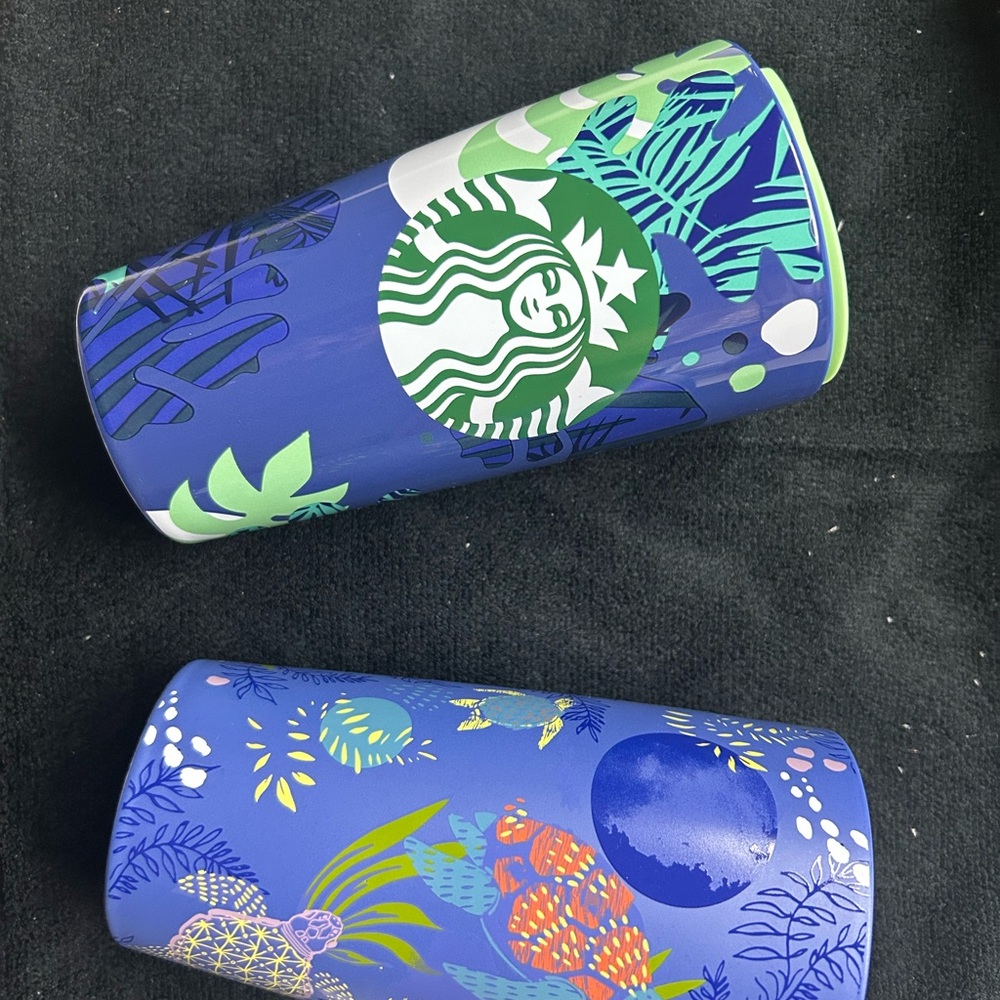 Starbucks Vibrant Blue and Green Tumbler Duo